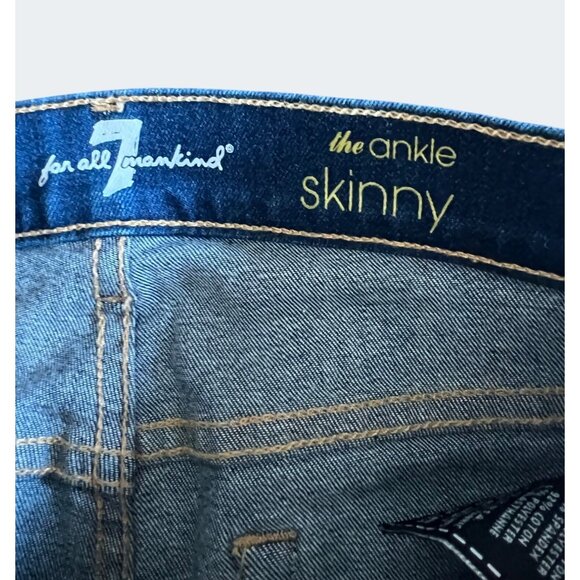 7 For All Mankind Womens Ankle Skinny Jeans Blue Denim Size 26 - Picture 11 of 15